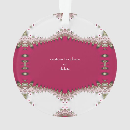 Deep Pink Creme Kant Bruiloft Jubileum Keepsake Ornament (achterkant)