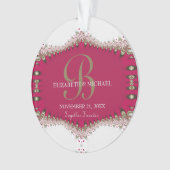 Deep Pink Creme Kant Bruiloft Jubileum Keepsake Ornament (voorkant)