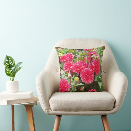 Deep Pink Dahlia Kussen (Stoel)