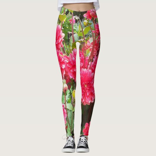 Deep Pink Dahlias Leggings (Voorkant)