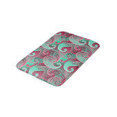 Deep Pink en Aqua Paisley Damask Pattern Badmat (Gekanteld)