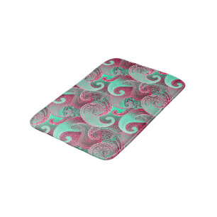 Deep Pink en Aqua Paisley Damask Pattern Badmat