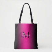 Deep Pink en Black Ombre Elegant Monogram Tote Bag (Voorkant)