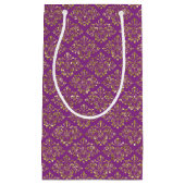 Deep Pink en Gold Damask Gift Bag Klein Cadeauzakje (Voorkant)