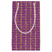 Deep Pink en Gold Stripes Gift Bag Klein Cadeauzakje (Voorkant)