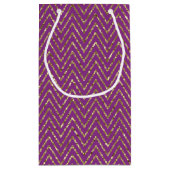 Deep Pink en Gold Zig-Zags Gift Bag Klein Cadeauzakje (Achterkant)