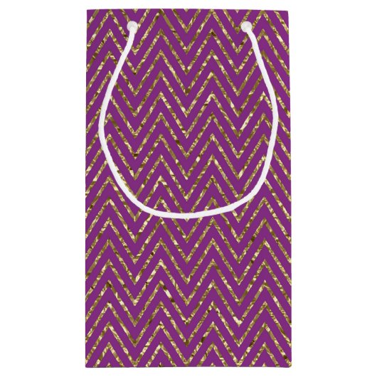 Deep Pink en Gold Zig-Zags Gift Bag Klein Cadeauzakje (Achterkant)