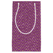 Deep Pink en Gold Zig-Zags Gift Bag Klein Cadeauzakje (Voorkant)
