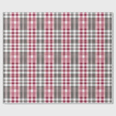  Deep Pink en Grey Fun Plaid Cadeaupapier (Vlak)