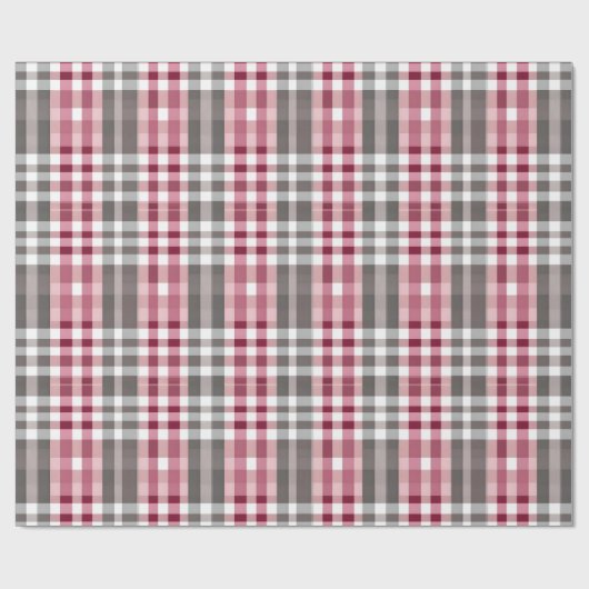 Deep Pink en Grey Fun Plaid Cadeaupapier (Vlak)