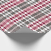 Deep Pink en Grey Fun Plaid Cadeaupapier (Hoek)