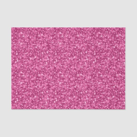 Deep Pink Faux Glitter & Sparkles Patroon Tissuepapier (Voorkant)