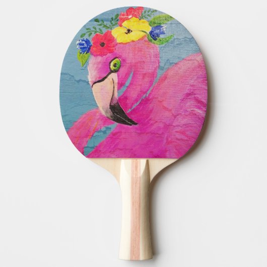 Deep Pink Flamingo Dragen Flower Pet Tafeltennisbatje (Voorkant)