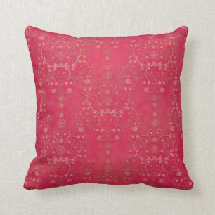Deep Pink Floral Damask Patroon Kussen