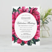 Deep Pink Floral Quinceanera Kaart (Staand voorkant)