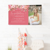 Deep Pink Floral String Light Afstuderen Banner (Insitu)