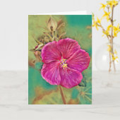 Deep Pink Flower Art Kaart (Gele Bloem)