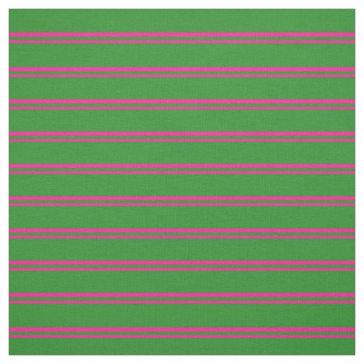 Deep Pink & Forest Green Stripes Pattern Stof (Swatch)