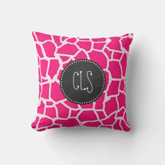 Deep Pink Giraffe Animal Print; Krijtbord Kussen (Voorkant)