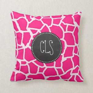Deep Pink Giraffe Animal Print; Krijtbord Kussen