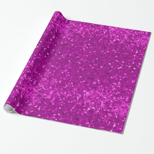 Deep Pink Glam Faux Glitter Pattern Cadeaupapier (Uitgerold)