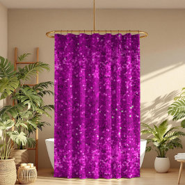 Deep Pink Glam Faux Glitter Pattern Douchegordijn