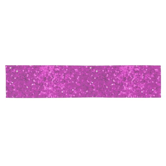 Deep Pink Glam Faux Glitter Pattern Korte Tafelloper (Horizontaal)