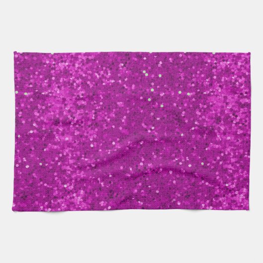 Deep Pink Glam Faux Glitter Pattern Theedoek (Horizontaal)
