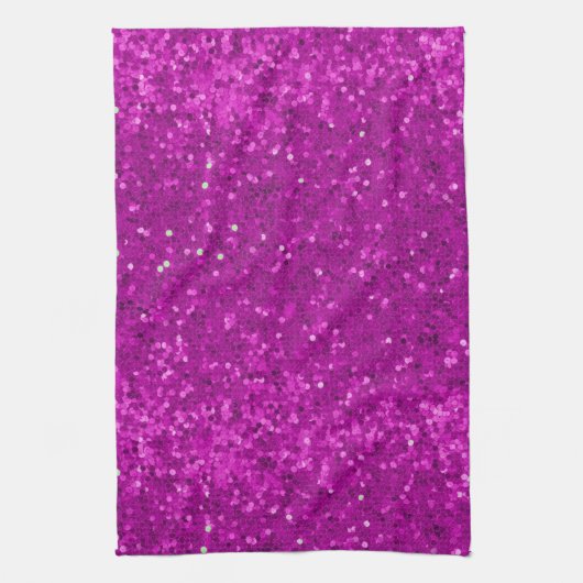 Deep Pink Glam Faux Glitter Pattern Theedoek (Verticaal)