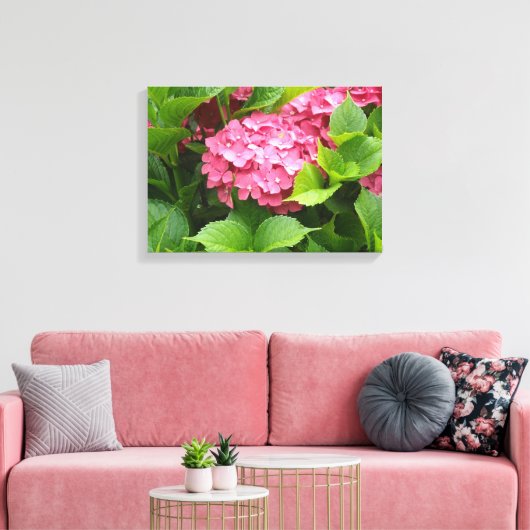 Deep Pink Hydrangea Bloom Canvas Afdruk (Insitu (Woonkamer))