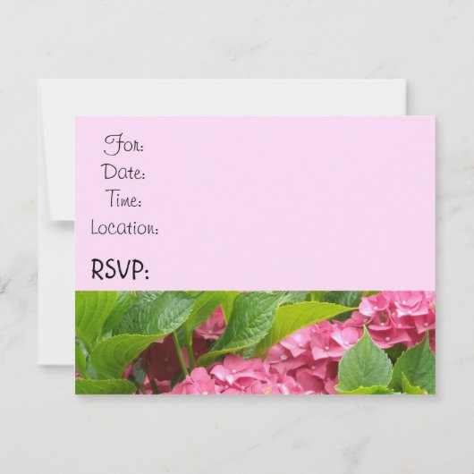 Deep Pink Hydrangea House Warming Party Kaart (Achterkant)