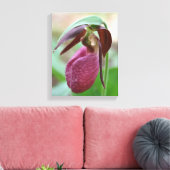 Deep Pink Lady Slipper Orchid Flower Canvas Afdruk (Insitu (Woonkamer))