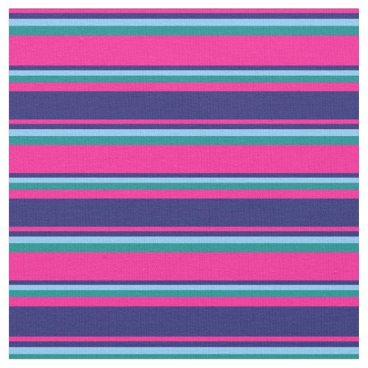 Deep Pink, Midnight Blue, Light Sky Blue en Cyan Stof (Close Up)
