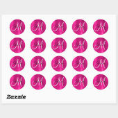 Deep Pink Ombre Folie Monogram Ronde Sticker (Vel)