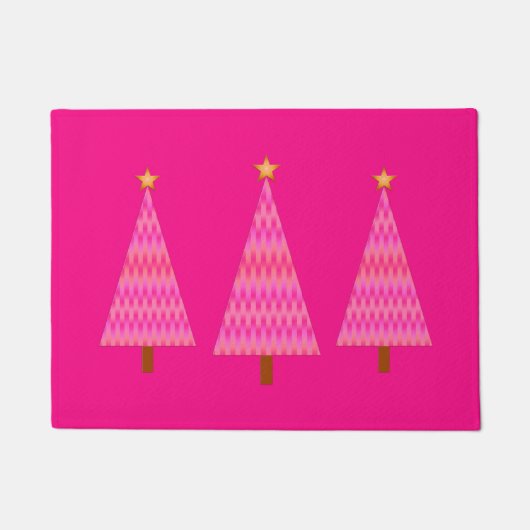 Deep Pink Ombre Retro Moderne kerstbomen Doorm Deurmat (Voorkant)