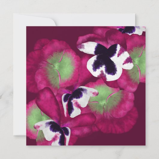Deep Pink Pansies Bat Mitzvah Uitnodiging (Achterkant)