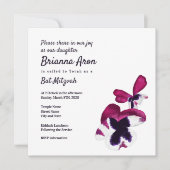 Deep Pink Pansies Bat Mitzvah Uitnodiging (Voorkant)