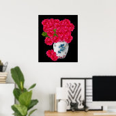 Deep Pink Peonies Poster (Thuiskantoor)