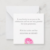 Deep Pink Peony Gepersonaliseerd Bedankt Opmerking Notitiekaartje (Achterkant)