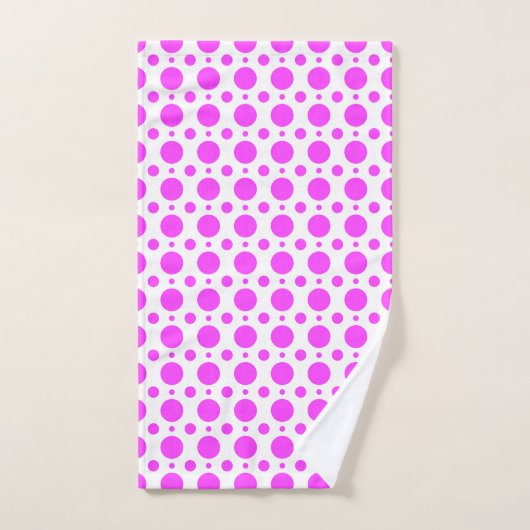 Deep Pink Polka Dot and Solid Bath Towel Set Bad Handdoek (Handdoek)