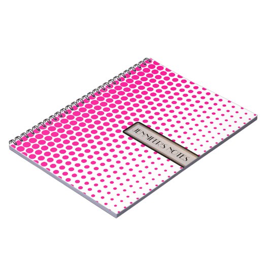 Deep Pink Polka Dot Elegant Modern White Notitieboek (Linkerzijde)