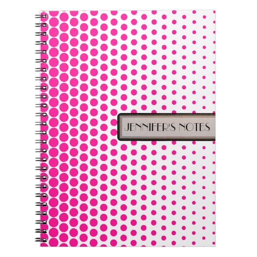 Deep Pink Polka Dot Elegant Modern White Notitieboek (Voorkant)