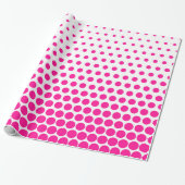 Deep Pink Polka Dot Modern White Cadeaupapier (Uitgerold)