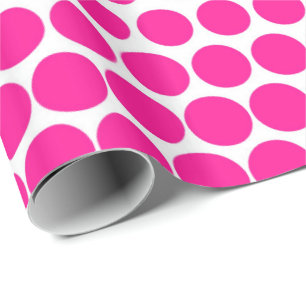 Deep Pink Polka Dot Modern White Cadeaupapier
