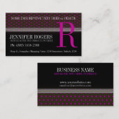 Deep Pink Polka Dots Pattern Black Visitekaartjes (Voorkant / Achterkant)