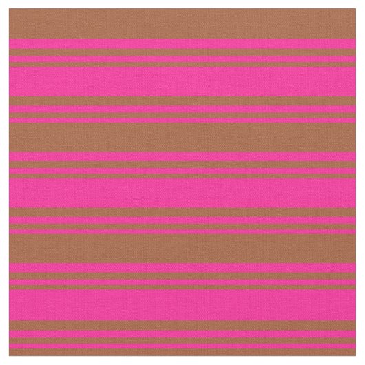 Deep Pink & Sienna Colored Lined Pattern Stof (Close Up)