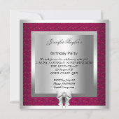 Deep Pink Silver High Hiel Shoe Birthday Party Kaart (Achterkant)
