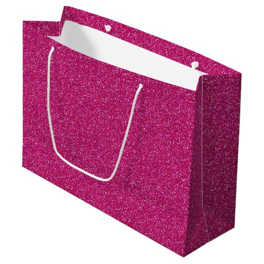Deep Pink Sparkle Glitter Grote Geschenktas Groot Cadeauzakje (Voorkant Gekanteld)