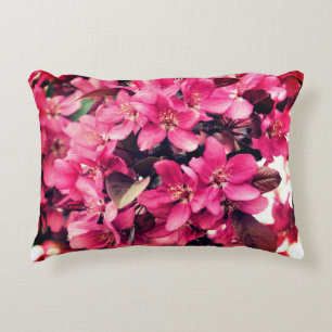 Deep Pink Spring Crabapple Flower Blossom Accent Kussen