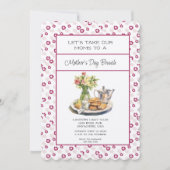 Deep Pink Spring Floral Moederdag Brunch Kaart (Voorkant)